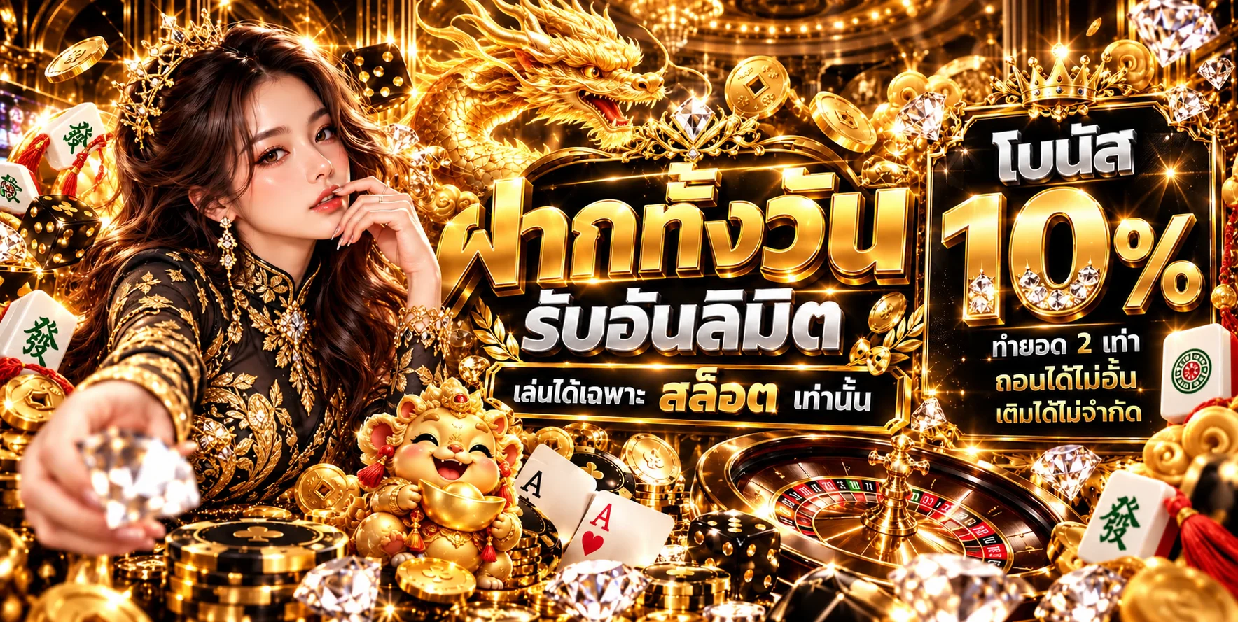สล็อตออนไลน์ X-VENUS พร้อมมังกรและมาสคอตสีทอง